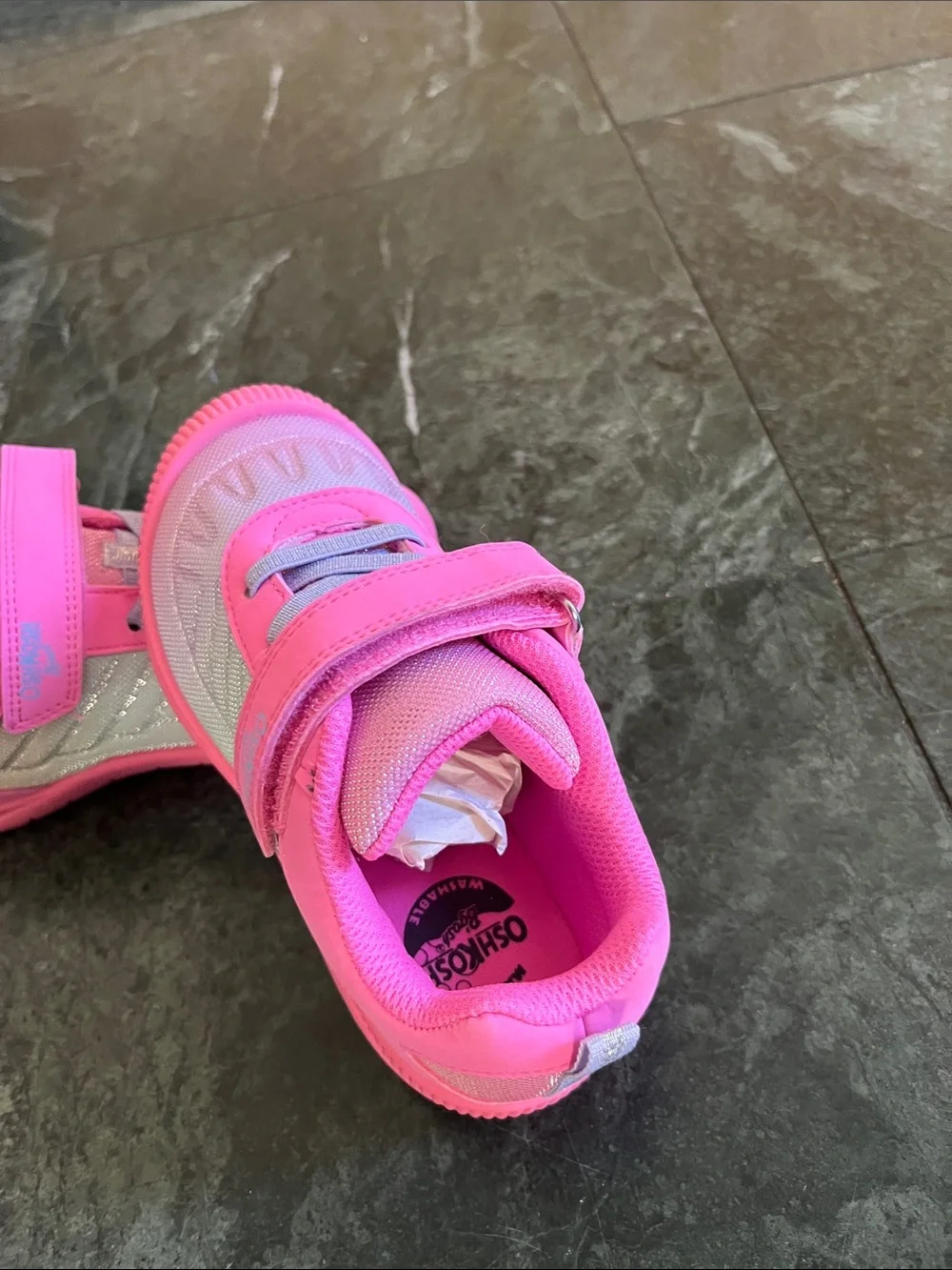OshKosh B'gosh Bright Pink and Silver Hook-and-Loop Sneakers